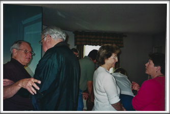 Guests greet each other
Pictured left to right:  Boyce "Boo" Nunnally, Bob Thompson, Kitty Nunnally, Maria Christmann
